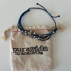 Pura Vida Navy and Silver Beaded Bracelet